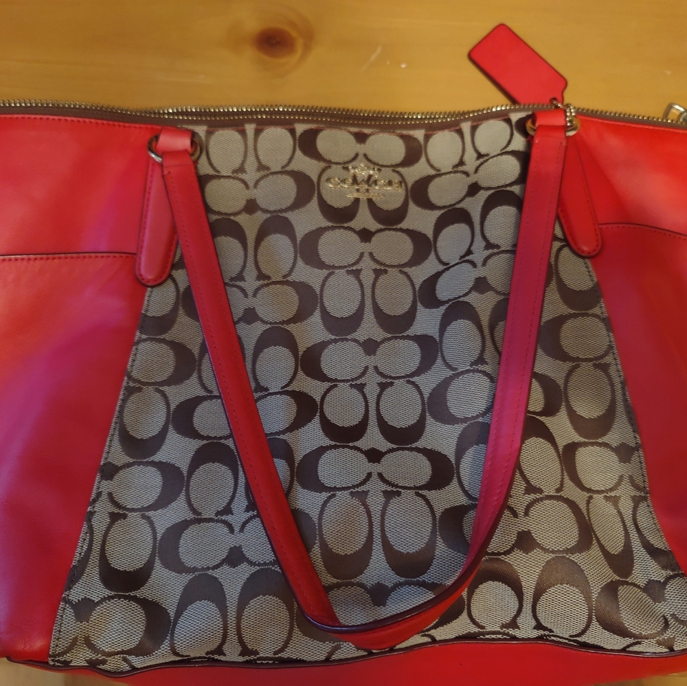 Coach brown and hot pink purse